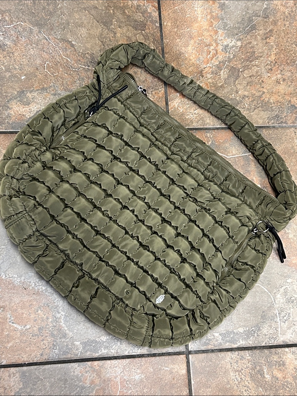 FP Movement by Free People Quilted Olive Shoulder Bag New without Tags